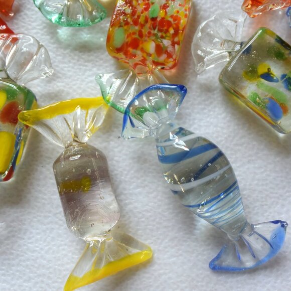 Hand Blown Glass Candies, Lot of 18, Vintage, Murano? - Picture 4 of 9